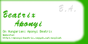 beatrix aponyi business card